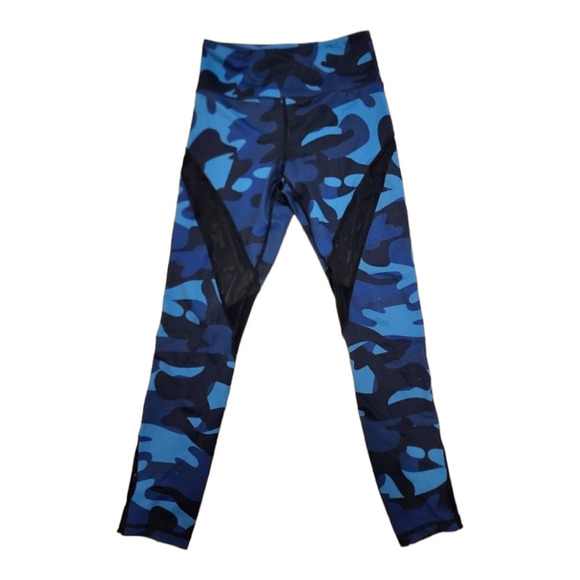 Zyia navy camo patterned mesh paneled light n tight high rise leggings. Size 4 - Picture 1 of 4